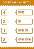 Counting and match Monkey face. Worksheet for kids vector