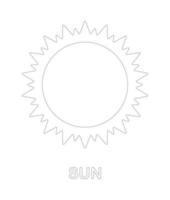 Sun tracing worksheet for kids vector