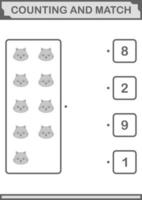 Counting and match Fox face. Worksheet for kids vector