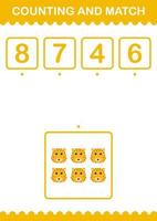 Counting and match Leopard face. Worksheet for kids vector