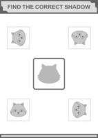 Find the correct shadow Fox face. Worksheet for kids vector