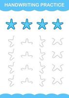 Handwriting practice with Starfish. Worksheet for kids vector