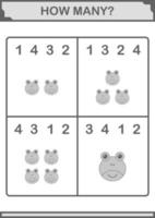How Many Frog face. Worksheet for kids vector