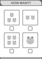 How Many Frog face. Worksheet for kids vector