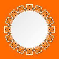 Tiger with round frame for banner, poster, and greeting card vector