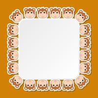 Monkey with square frame for banner, poster, and greeting card vector