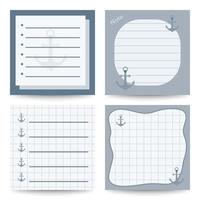 juego de libretas cuadradas con ancla vector