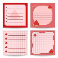 Set of square notepads with Watermelon vector