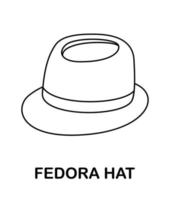 Coloring page with Fedora Hat for kids vector