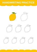Handwriting practice with Lemon. Worksheet for kids vector