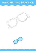 Handwriting practice with Glasses. Worksheet for kids vector