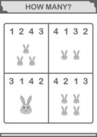 How Many Rabbit face. Worksheet for kids vector