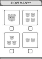 How Many Monkey face. Worksheet for kids vector