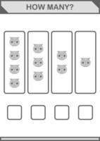 How Many Owl face. Worksheet for kids vector