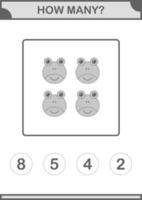 How Many Frog face. Worksheet for kids vector