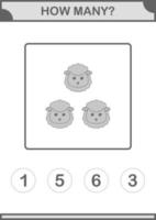 How Many Sheep face. Worksheet for kids vector