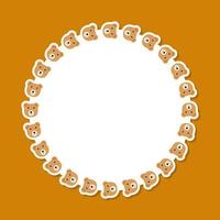 Bear with round frame for banner, poster, and greeting card vector