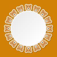 Bear with round frame for banner, poster, and greeting card vector