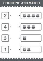 Counting and match Rhinoceros face. Worksheet for kids vector