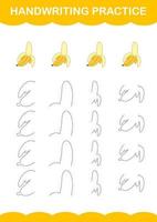 Handwriting practice with Banana. Worksheet for kids vector