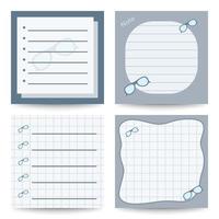 Set of square notepads with Glasses vector