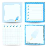 Set of square notepads with Ice Cream vector