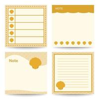 Set of square notepads with Seashell vector