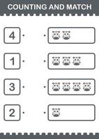 Counting and match Zebra face. Worksheet for kids vector