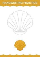 Handwriting practice with Seashell. Worksheet for kids vector