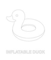 Inflatable Duck tracing worksheet for kids vector