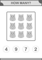 How Many Rhinoceros face. Worksheet for kids vector