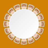 Monkey with round frame for banner, poster, and greeting card vector