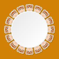 Monkey with round frame for banner, poster, and greeting card vector