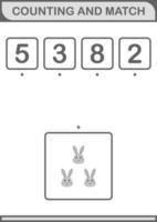 Counting and match Rabbit face. Worksheet for kids vector