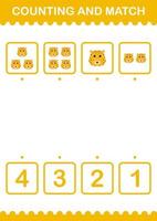 Counting and match Leopard face. Worksheet for kids vector