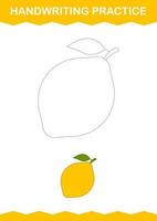 Handwriting practice with Lemon. Worksheet for kids vector