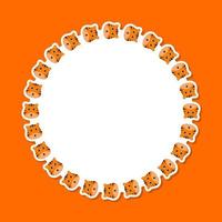 Tiger with round frame for banner, poster, and greeting card vector