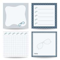 Set of square notepads with Glasses vector