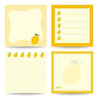 juego de libretas cuadradas con limon vector