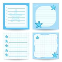 juego de libretas cuadradas con estrellas de mar vector