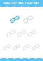 Handwriting practice with Glasses. Worksheet for kids vector