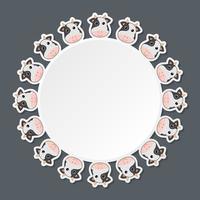 Cow with round frame for banner, poster, and greeting card vector
