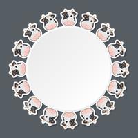 Cow with round frame for banner, poster, and greeting card vector