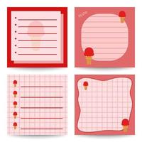 Set of square notepads with Ice Cream vector