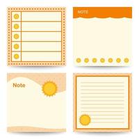 Set of square notepads with Sun vector