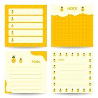 Set of square notepads with Pineapple vector