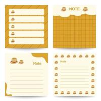 juego de libretas cuadradas con sombrero fedora vector