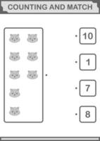 Counting and match Skunk face. Worksheet for kids vector