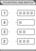 Counting and match Rhinoceros face. Worksheet for kids vector