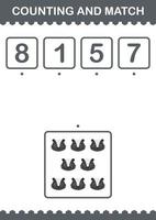 Counting and match Skunk face. Worksheet for kids vector